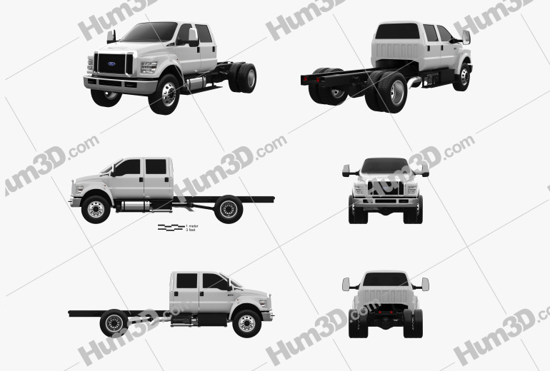 Ford F-650 / F-750 Crew Cab Chassis 2019 Blueprint Template