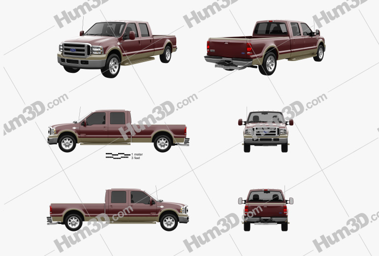 Ford F-350 Super Crew Cab King Ranch 2007 Blueprint Template