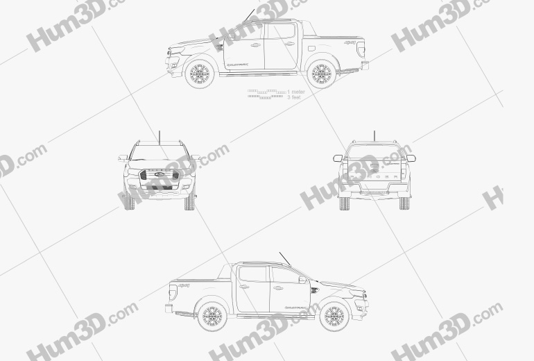 Ford Ranger Cabina Doppia Wildtrak 2019 Blueprint