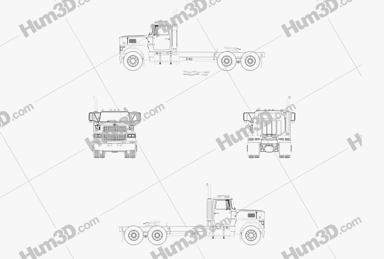 Ford LTL900 Camion Tracteur 2022 Blueprint