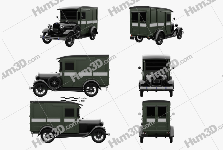 Ford Model A Delivery Truck 1931 Blueprint Template