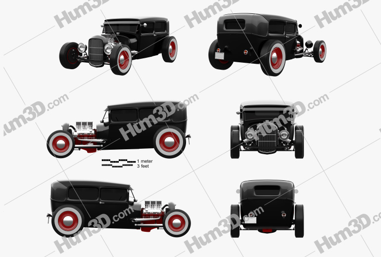 Ford Model A Hot Rod 2016 Blueprint Template