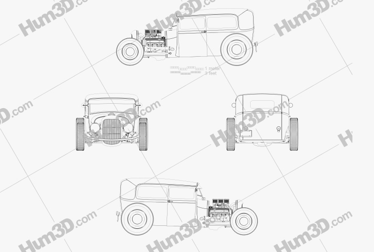 Ford Model A Hot Rod 2016 도면