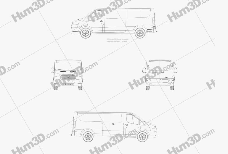 Ford Transit Furgone Passeggeri L2H1 2017 Blueprint