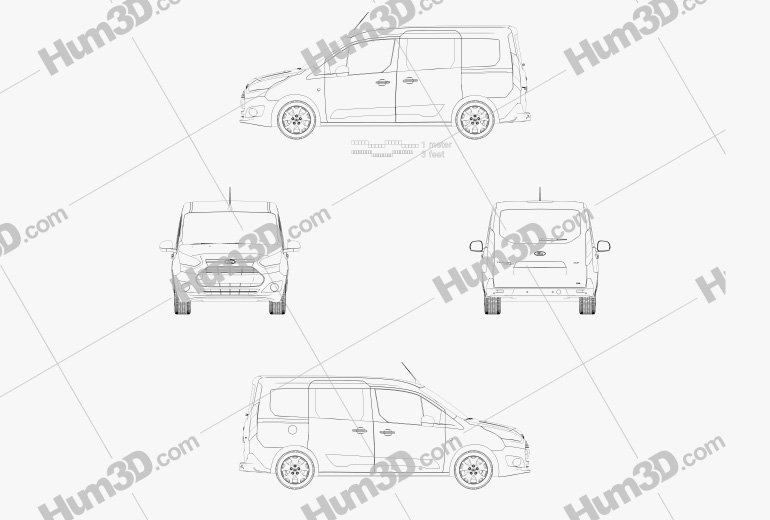 Ford Tourneo Connect SWB XLT 2019 蓝图