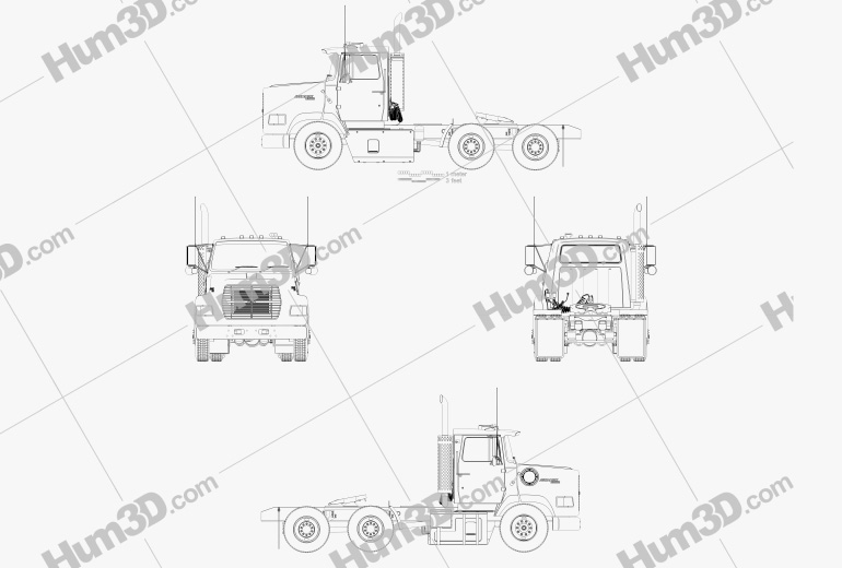 Ford Aeromax L9000 Day Cab Tractor Truck 1990 Blueprint