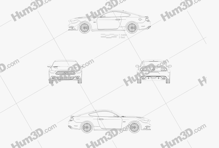 Ford Mustang GT EU-spec fastback 2020 Чертеж