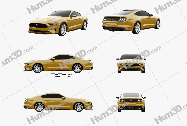 Ford Mustang GT EU-spec coupe 2020 Blueprint Template