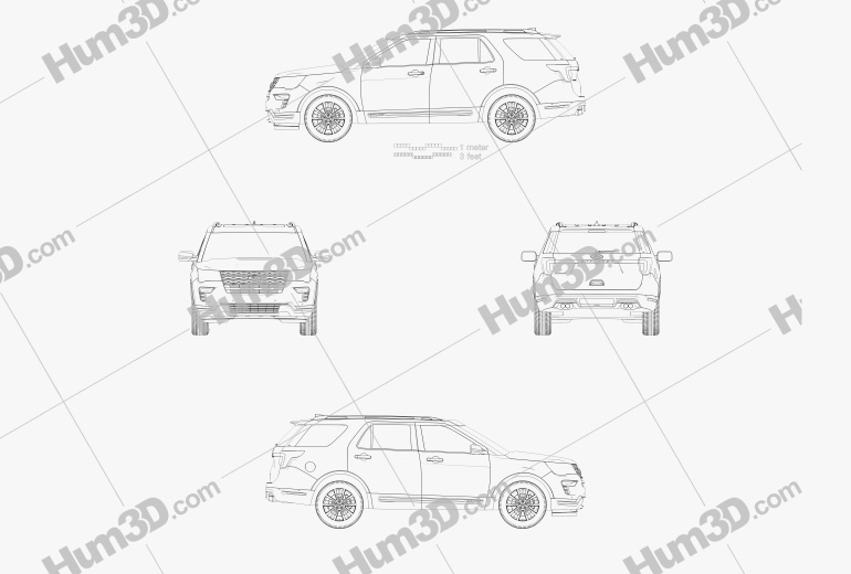 Ford Explorer (U502) Platinum 2018 Disegno Tecnico