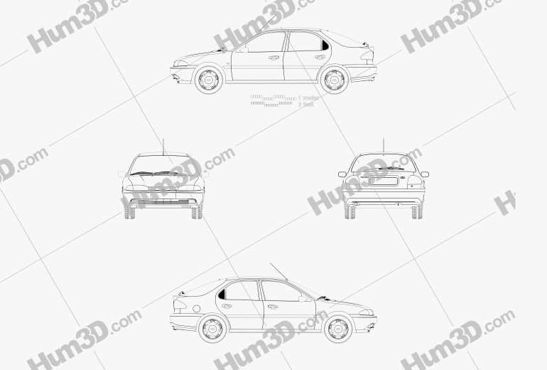 Ford Mondeo hatchback 1993 Disegno Tecnico