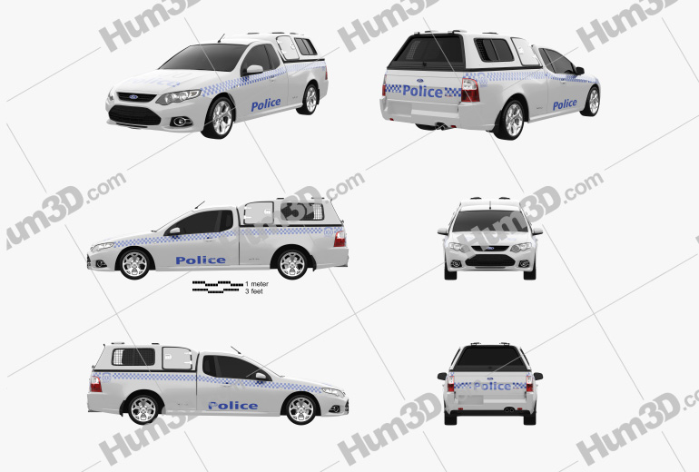 Ford Falcon UTE XR6 Police 2010 Blueprint Template