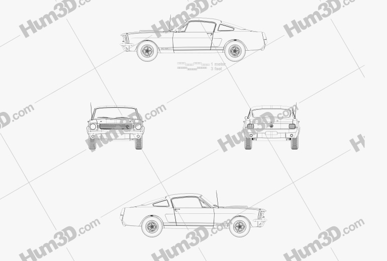 Ford Mustang 350GT 1969 Disegno Tecnico