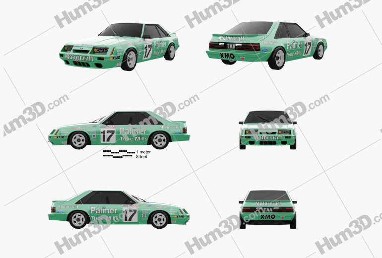 Ford Mustang GT Group A 1993 Blueprint Template