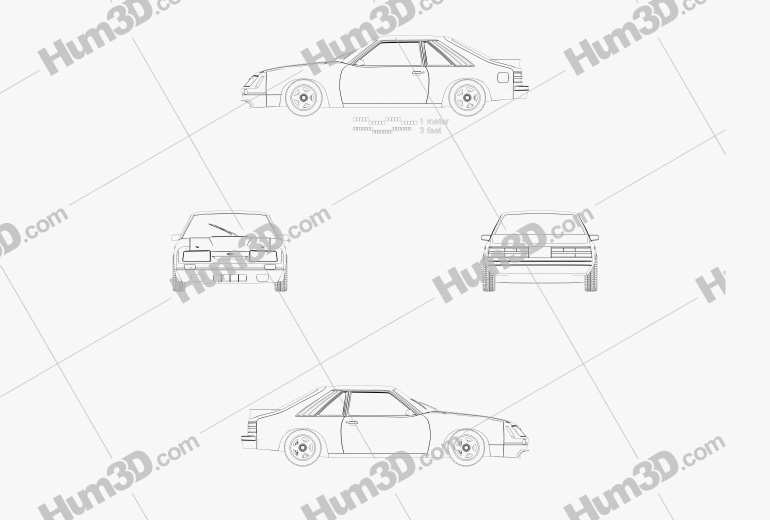 Ford Mustang GT Group A 1983 Disegno Tecnico