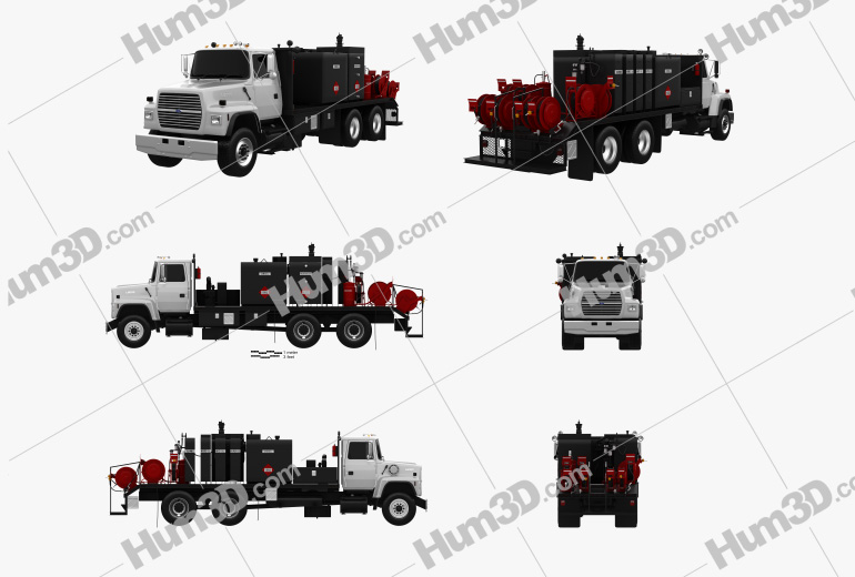 Ford L8000 Fuel and Lube Truck 1996 Blueprint Template