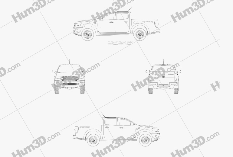 Ford Ranger Cabina Doppia Raptor 2018 Disegno Tecnico