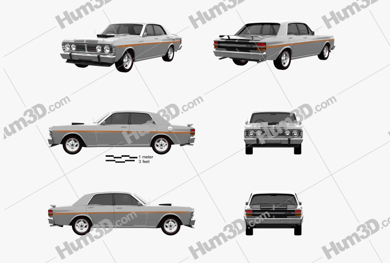 Ford Falcon GT-HO 1971 Blueprint Template