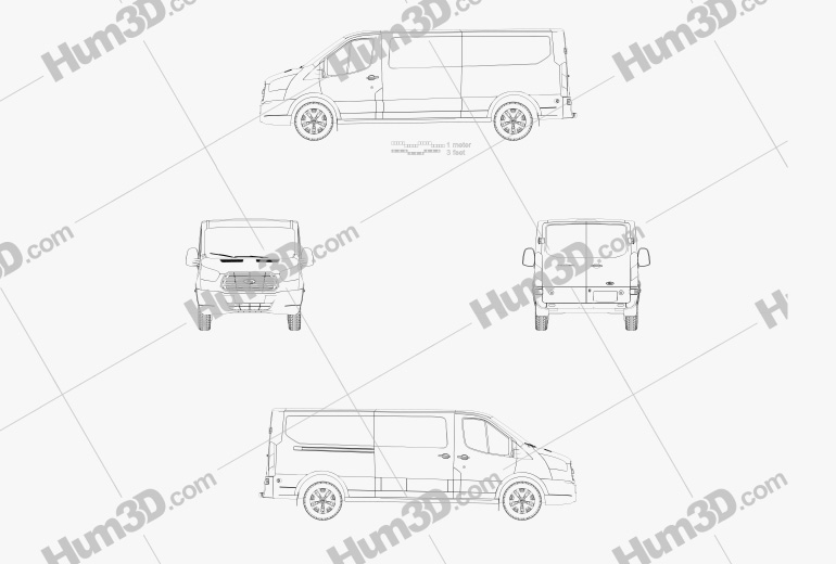 Ford Transit Panel Van L2H1 US-spec 2017 Blueprint
