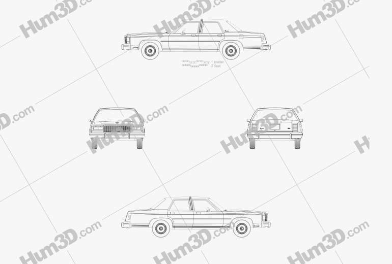Ford LTD Crown Victoria 1991 Blueprint