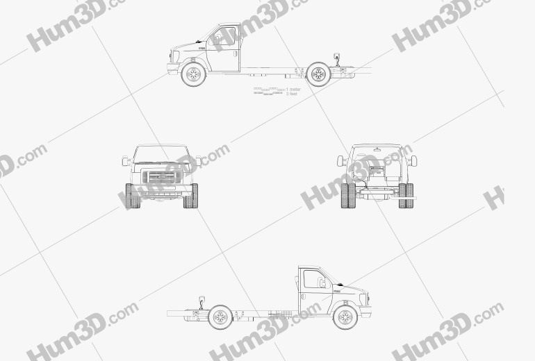 Ford E-350 Cutaway L2 2021 Blueprint - 3DModels.org