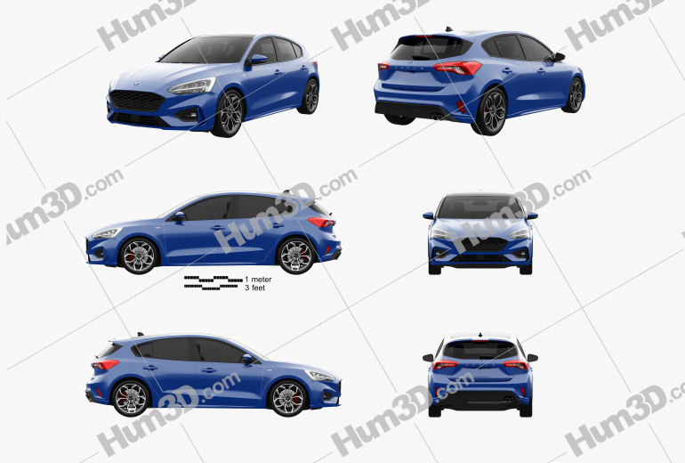 Ford Focus ST-Line hatchback 2021 Blueprint Template