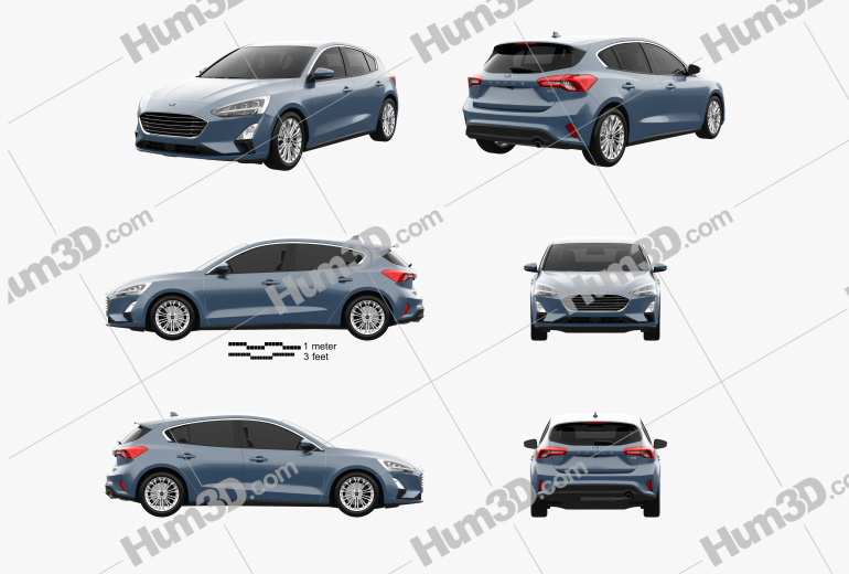 Ford Focus Titanium hatchback 2021 Blueprint Template