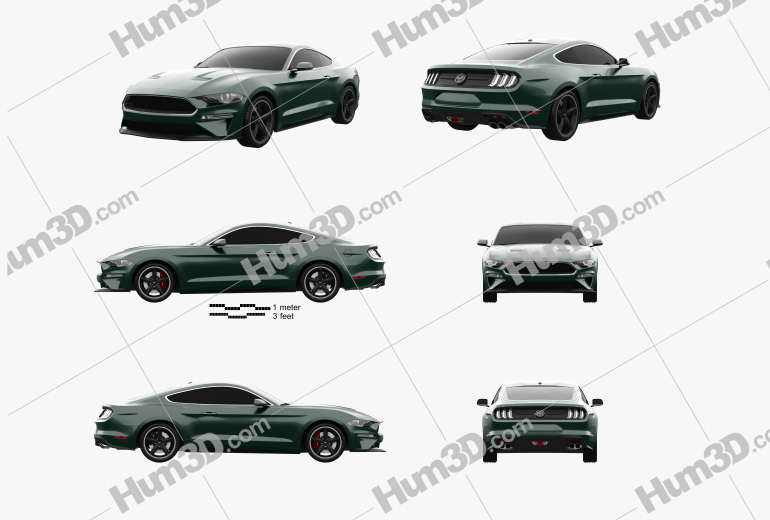 Ford Mustang Bullitt coupe 2021 Blueprint Template