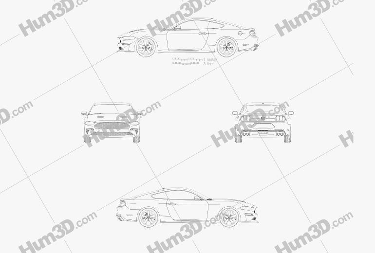 Ford Mustang Bullitt купе 2019 Чертеж