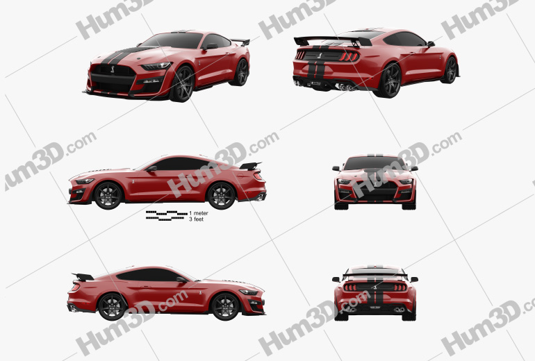 Ford Mustang Shelby GT500 coupe 2020 Blueprint Template