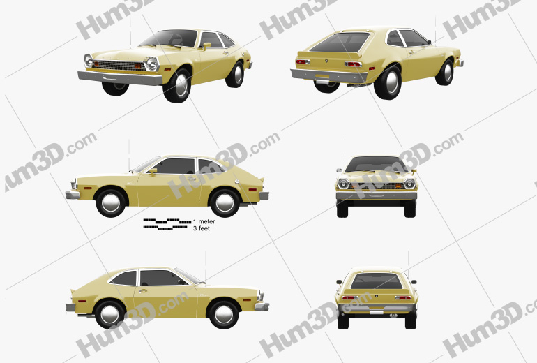 Ford Pinto hatchback 1976 Blueprint Template