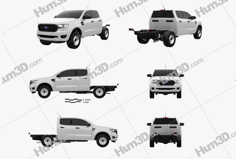 Ford Ranger Double Cab Chassis XL 2021 Blueprint Template