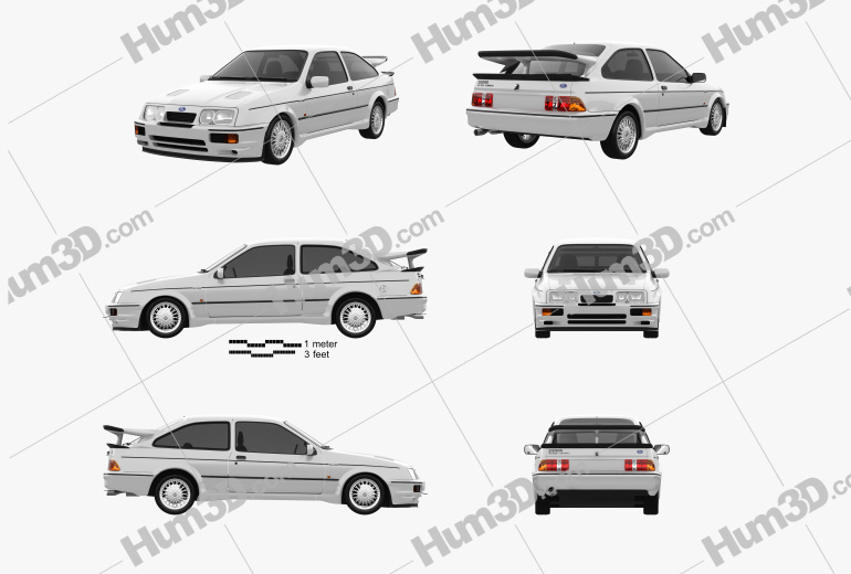 Ford Sierra Cosworth RS500 1986 Blueprint Template