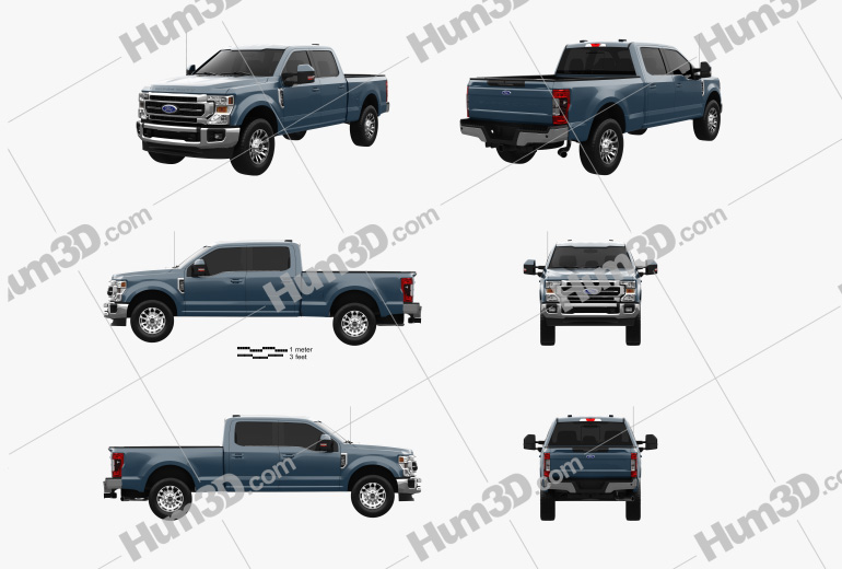 Ford F-250 Super Duty Crew Cab Short bed Lariat 2022 Blueprint Template