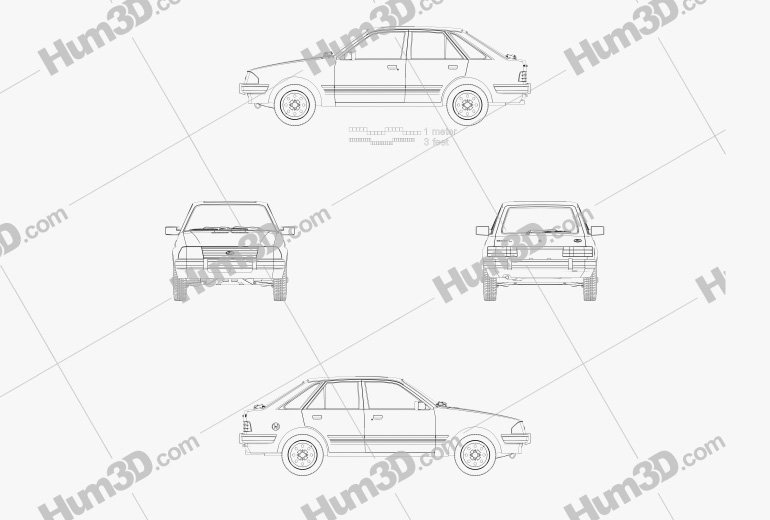 Ford Escort hatchback 1980 Blueprint