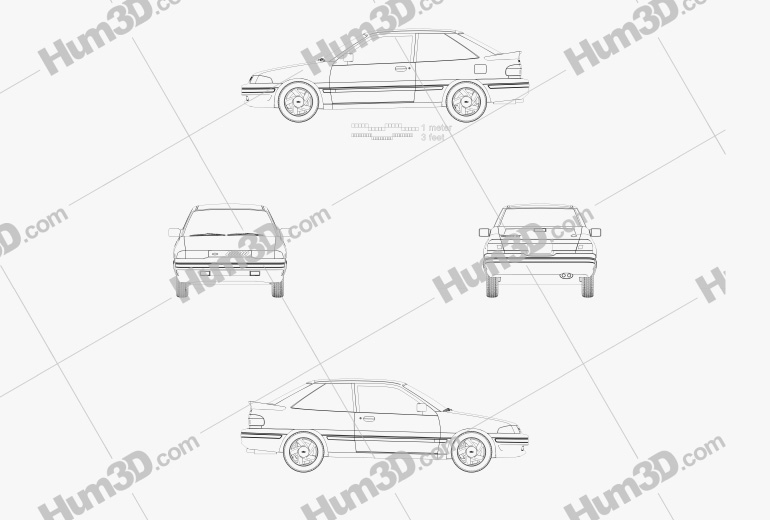 Ford Escort GT hatchback 1996 Blueprint