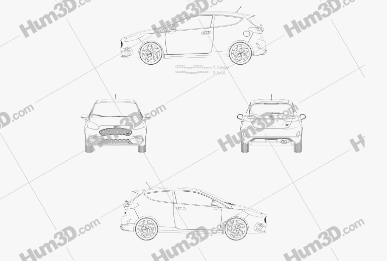 Ford Fiesta трьохдверний ST 2022 Креслення