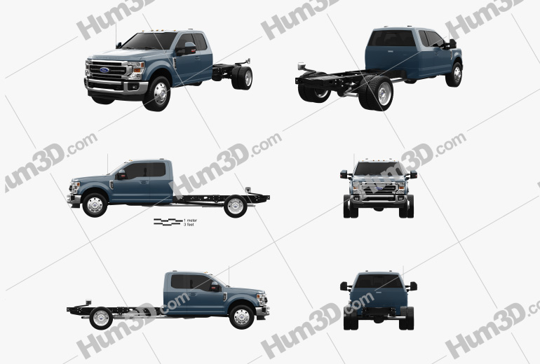 Ford F-550 Super Duty Super Cab Chassis Lariat 2022 Blueprint Template