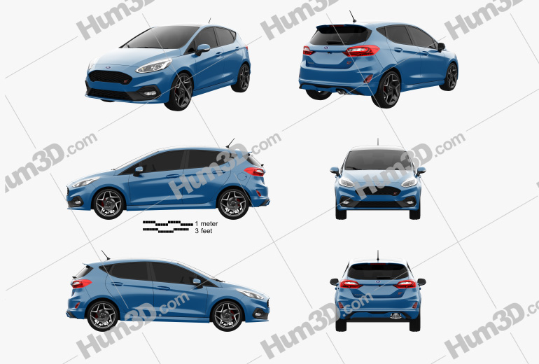 Ford Fiesta 5-door ST 2022 Blueprint Template