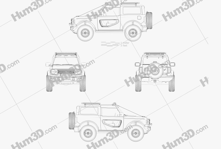 Ford Bronco Preproduction 2 puertas 2022 Blueprint
