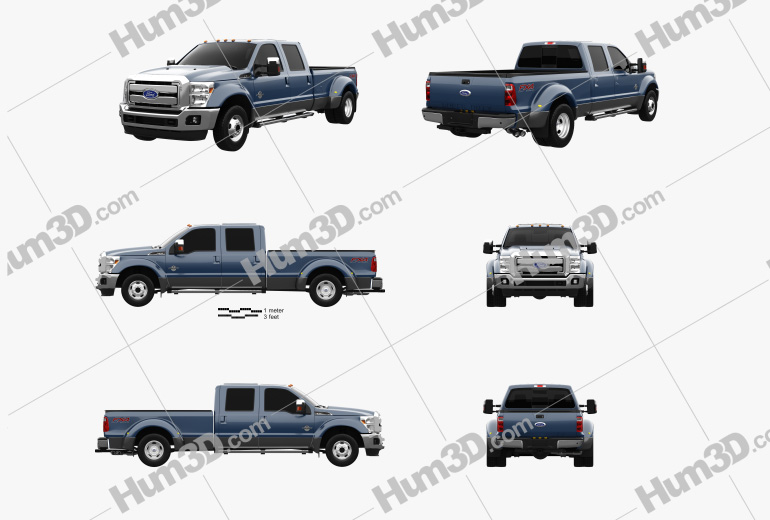 Ford F-450 SuperDuty Crew Cab Dually Lariat 2018 Blueprint Template