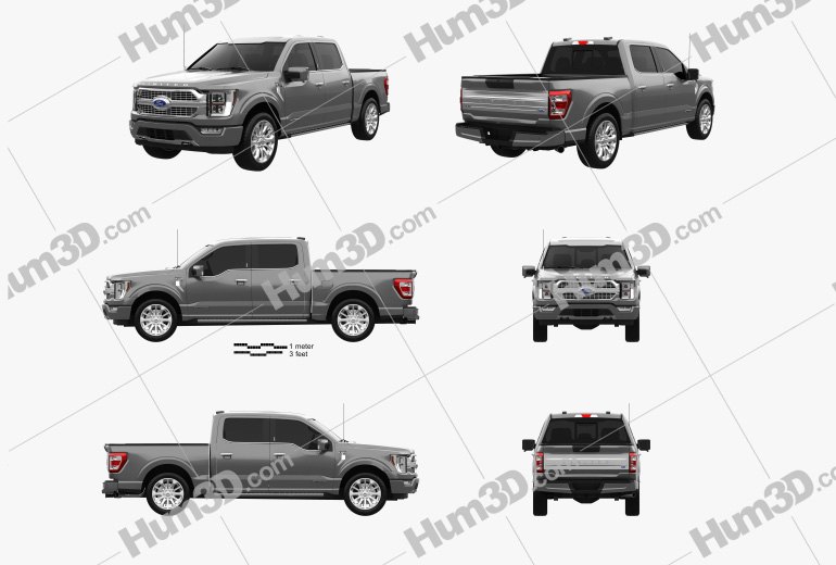 Ford F-150 Super Crew Cab 5.5ft bed Limited 2022 Blueprint Template