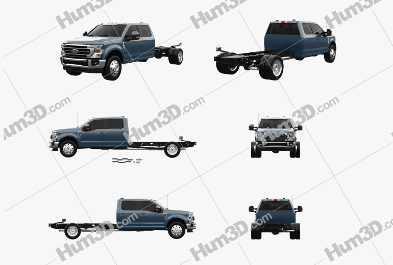 Ford F-550 Super Duty Crew Cab Chassis Lariat 2022 Blueprint Template