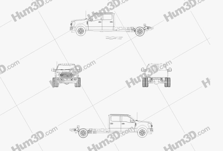 Ford F-550 Super Duty Crew Cab Chassis Lariat 2022 Blueprint
