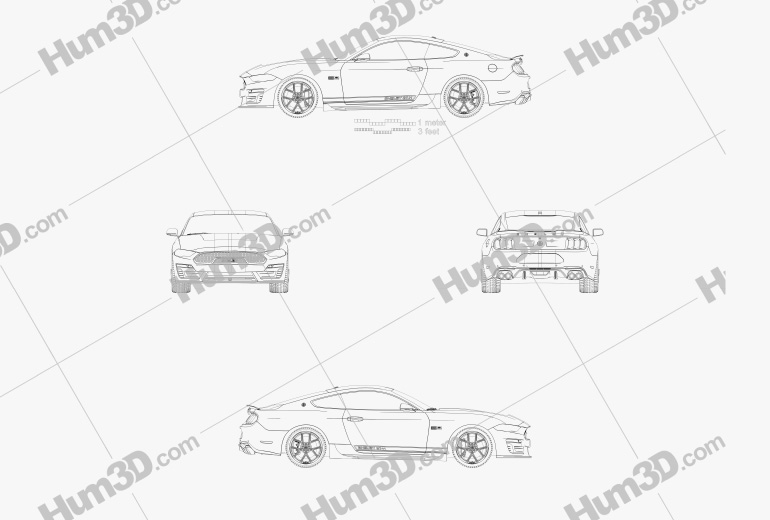 Ford Mustang Shelby GT-H купе 2022 Чертеж