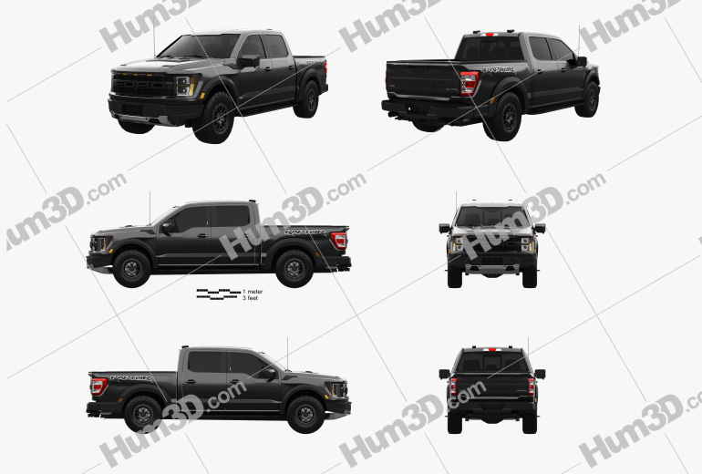 Ford F-150 Super Crew Cab 5.5 ft Bed Raptor Performance Package 2022 Blueprint Template