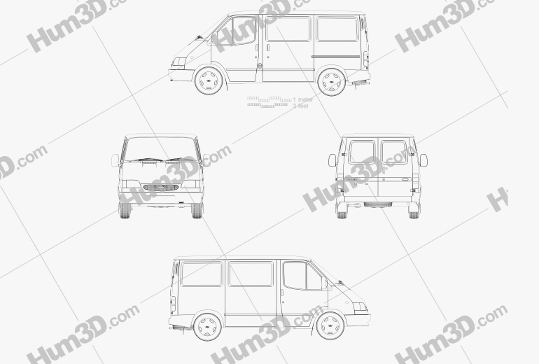 Ford Transit Kastenwagen L1H1 1997 Blueprint