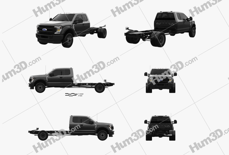 Ford F-550 Super Duty Extended Cab 84CA XL Chassis 2022 Blueprint Template