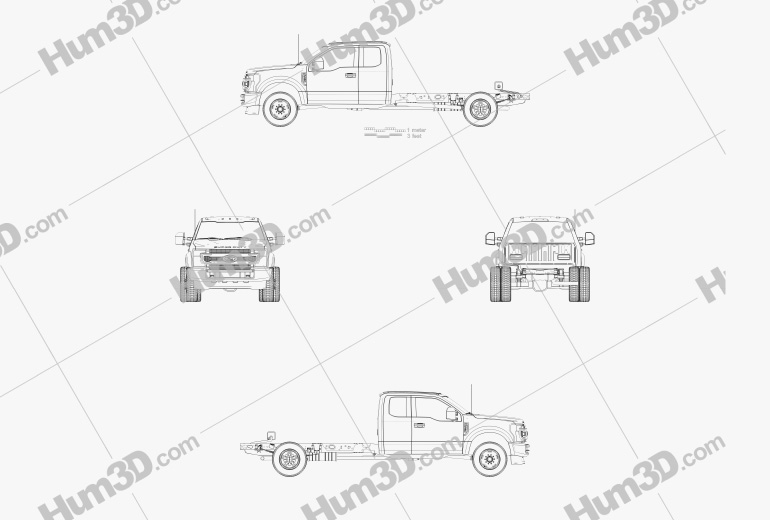 Ford F-550 Super Duty Extended Cab 84CA XL Chassis 2022 Blueprint