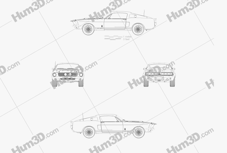 Ford Mustang Shelby GT 500 1967 Blueprint