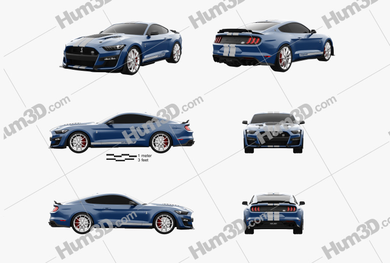 Ford Mustang Shelby GT500 KR coupe 2020 Blueprint Template